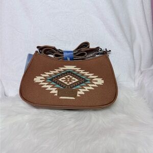 Wrangler Brown and Cream Patterned Crossbody Bag